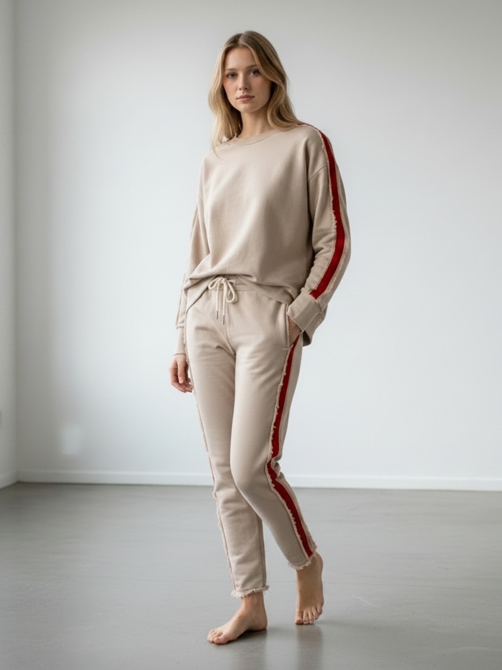 Stark X Frayed Side-Stripe Swestshirt (M) and Jogger pants (S) set